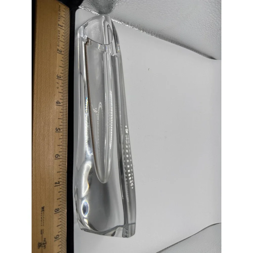 Baccarat France Crystal Asymmetrical Slanted Bud Vase Modernist Clear 8.75